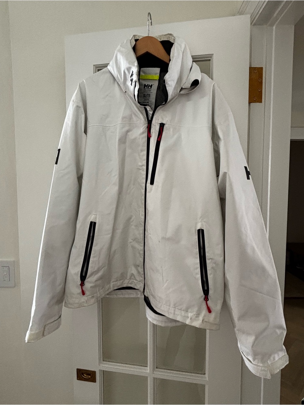 Helly Hansen White Men's Ski Jacket with Black Trim